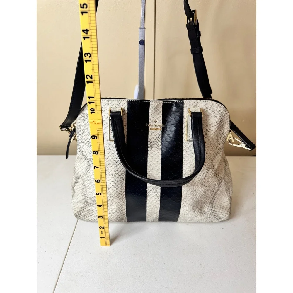 Kate Spade Satchel Handbag Snake Print‎ Black Stripe Crossbody Bag